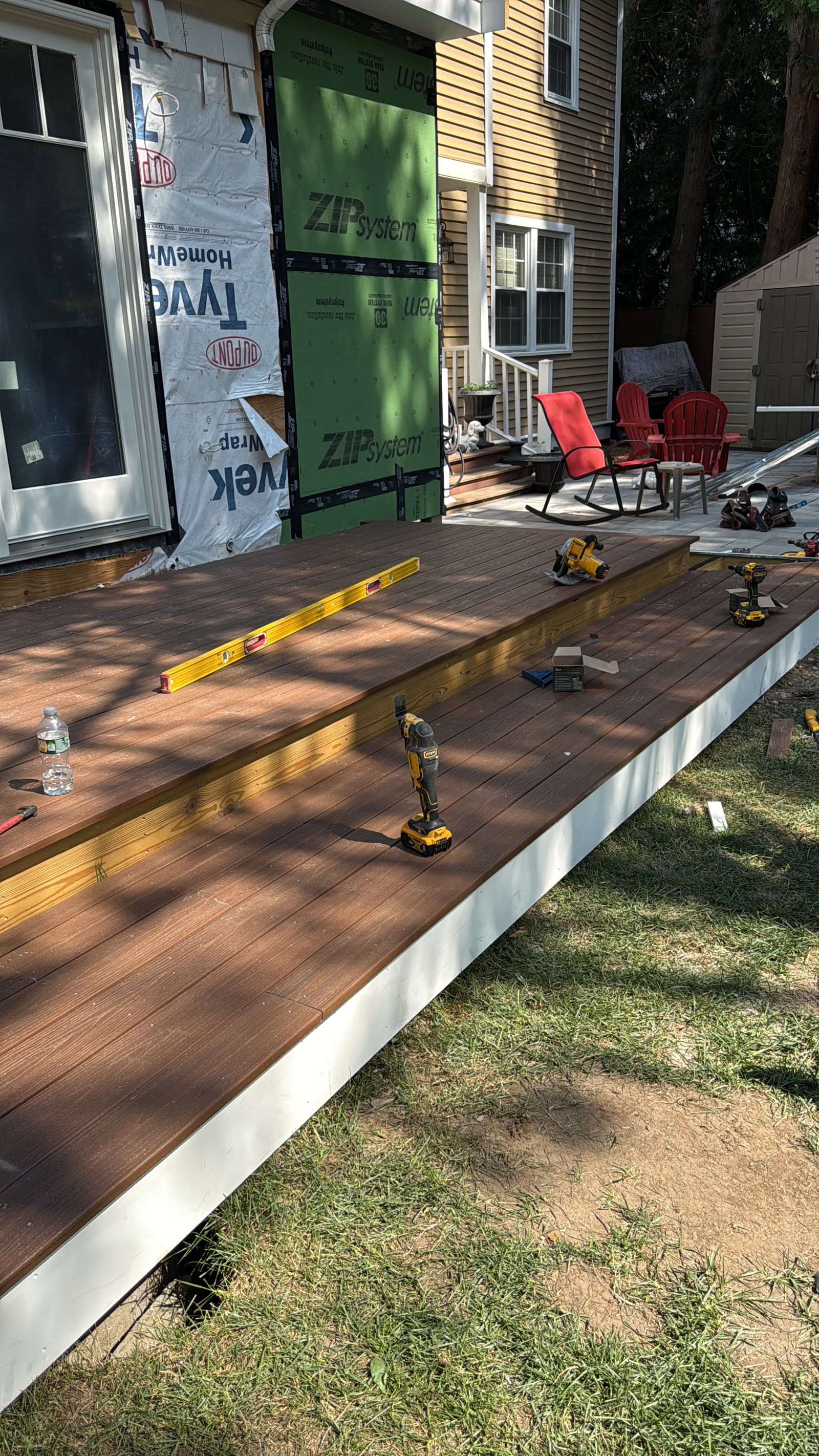 Deck construction and exterior improvement in progress